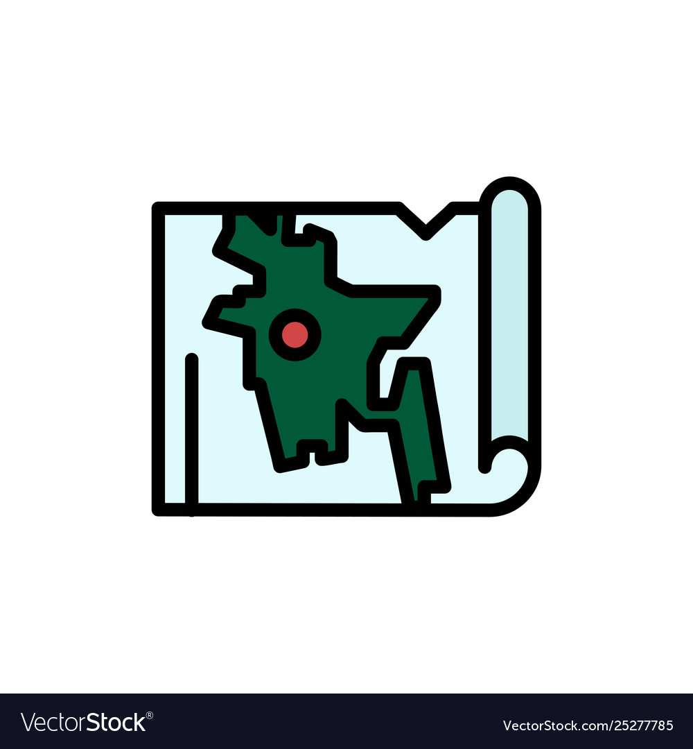 Bangladesh map world bangla flat color icon