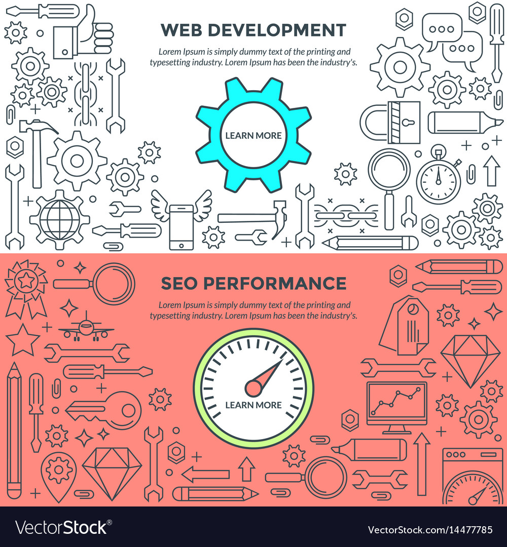 Banners For Web Development And Performance Vector Image