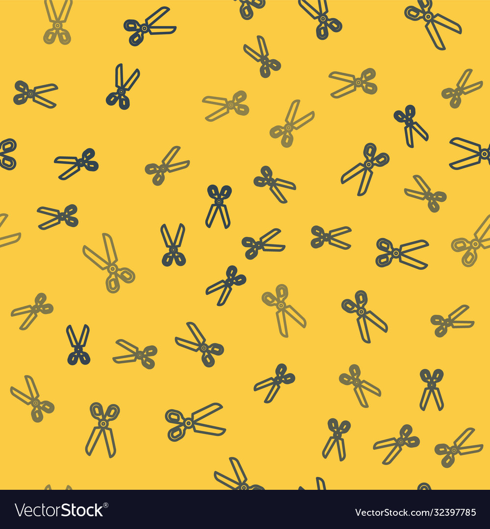 Blue line scissors icon isolated seamless pattern