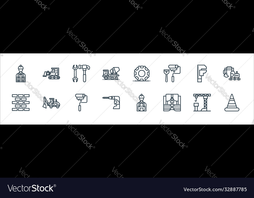 Constructions line icons linear set quality vector image Constructions line icons linear set quality