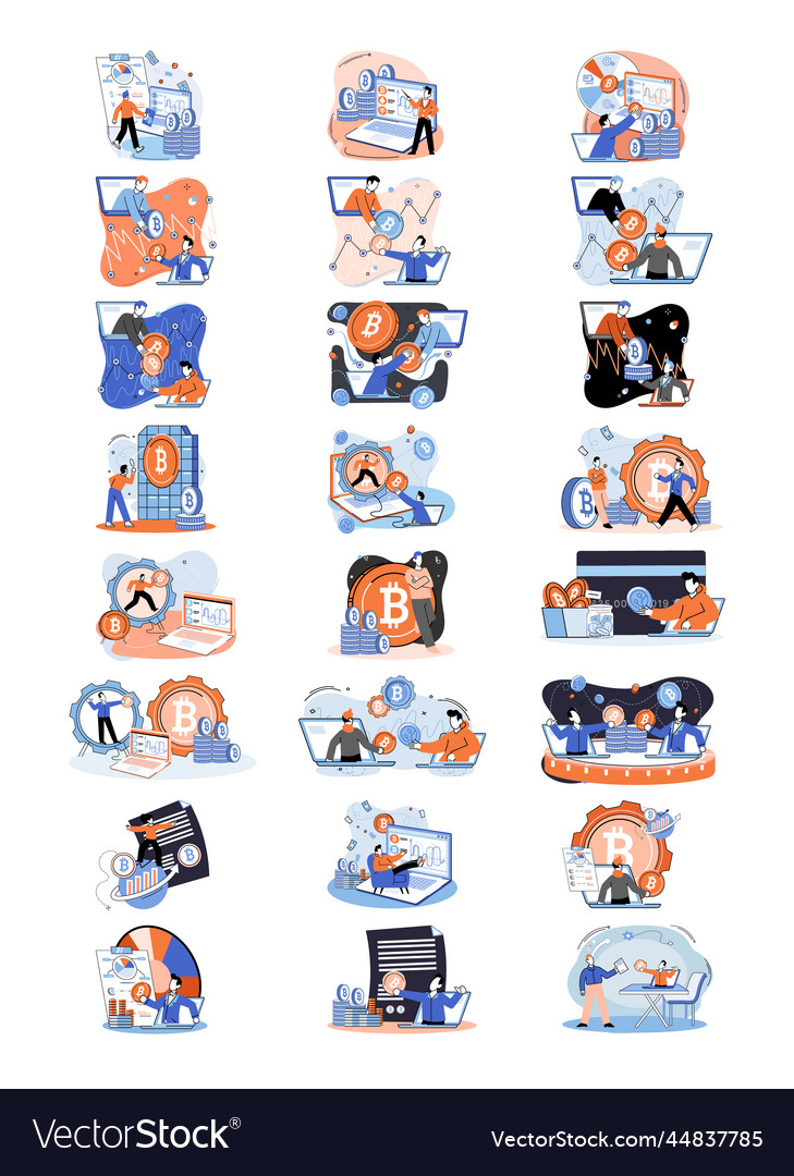 Cryptocurrency bitcoin mining metaphor blockchain vector image Cryptocurrency bitcoin mining metaphor blockchain