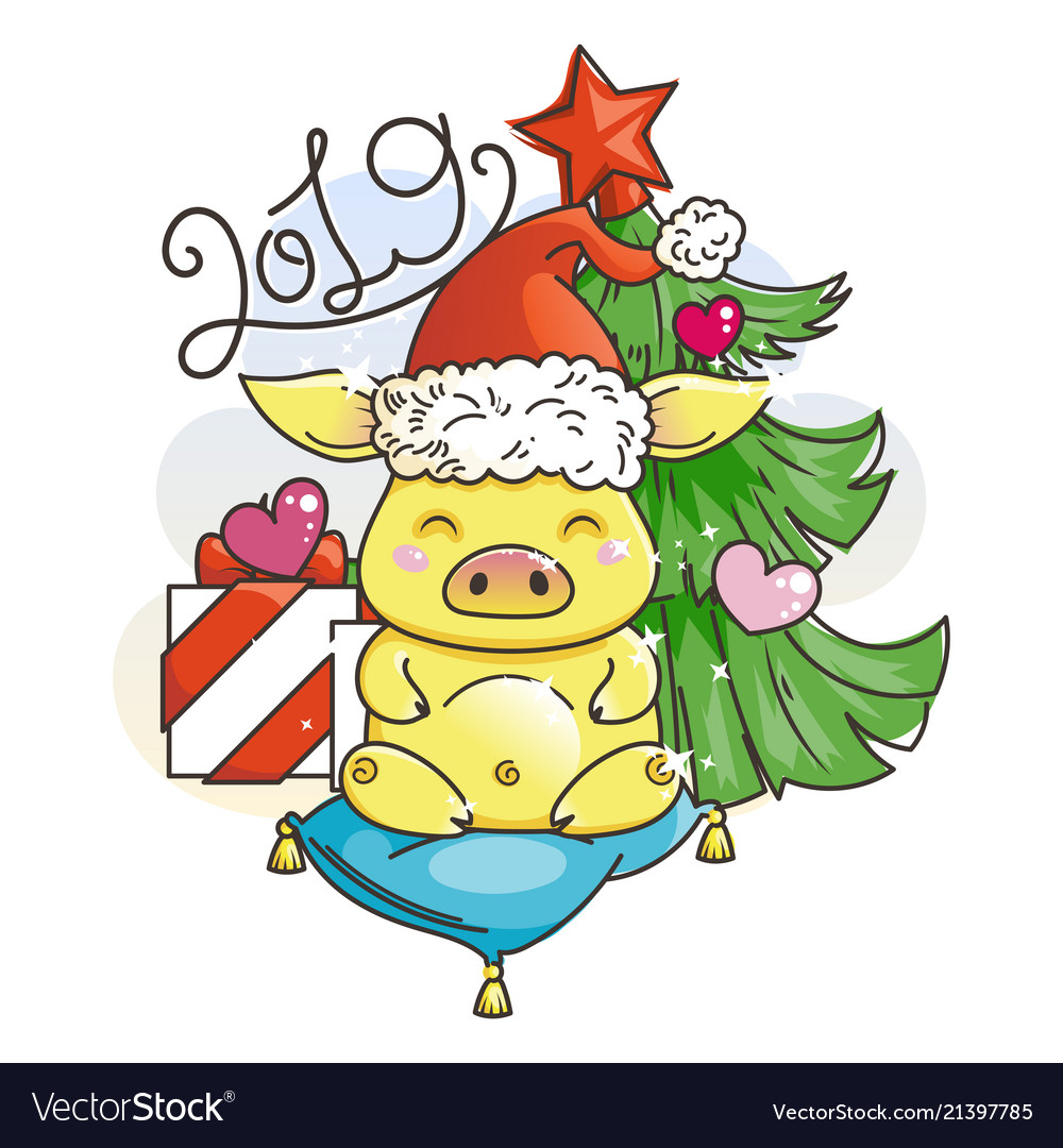 Cute Golden Pig New Year Symbol