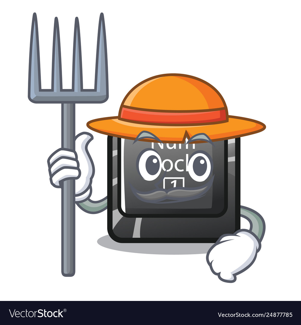 Farmer num lock isolated with character vector image Farmer num lock isolated with character