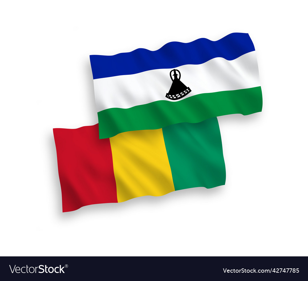 Flaggen von lesotho und guinea auf einem weißen Hintergrund vector image Flaggen von lesotho und guinea auf einem weißen Hintergrund