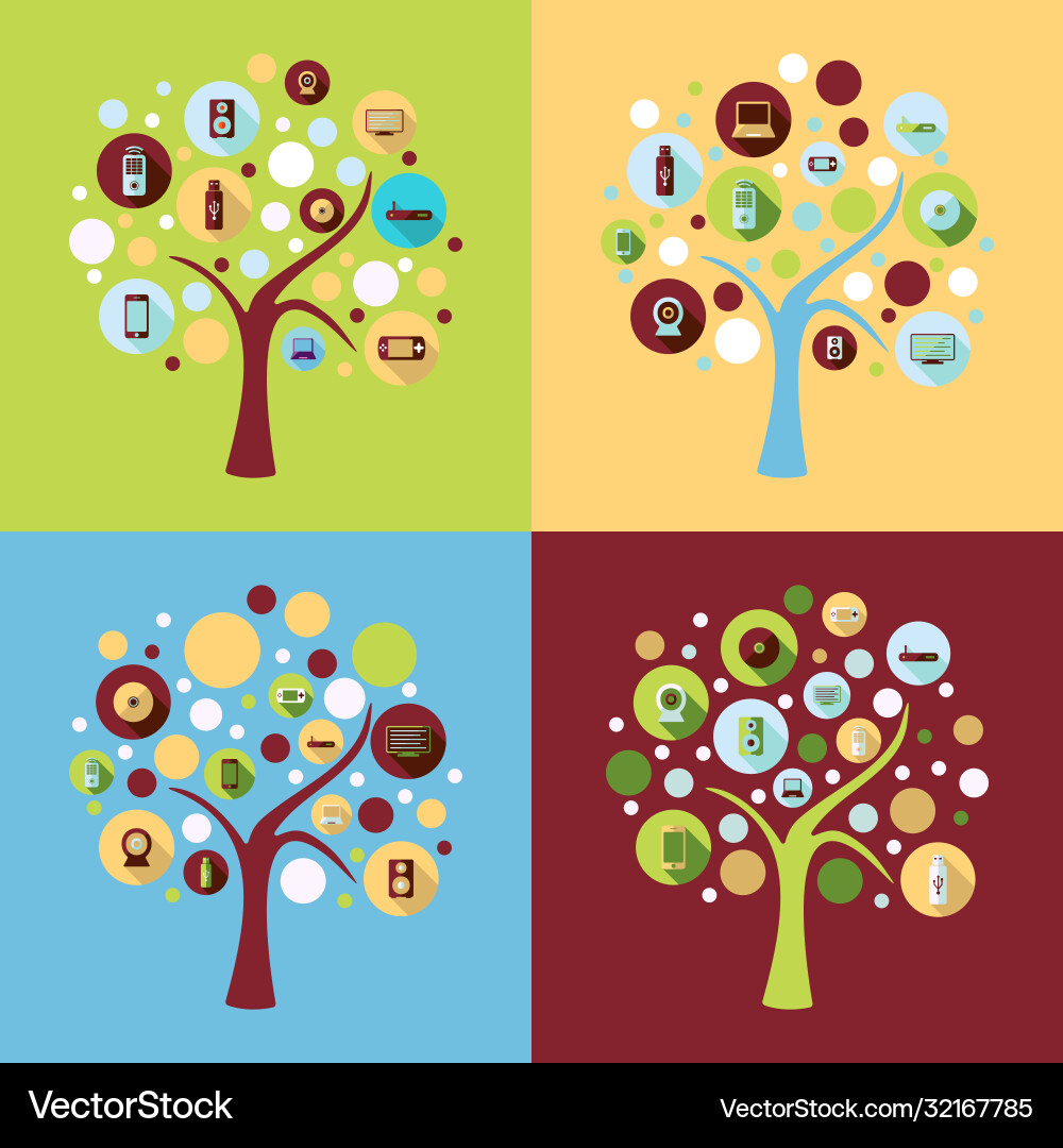 Flat concept set modern design with shadow Vector Image
