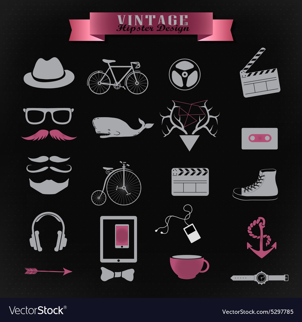 Hipster style elements and icons