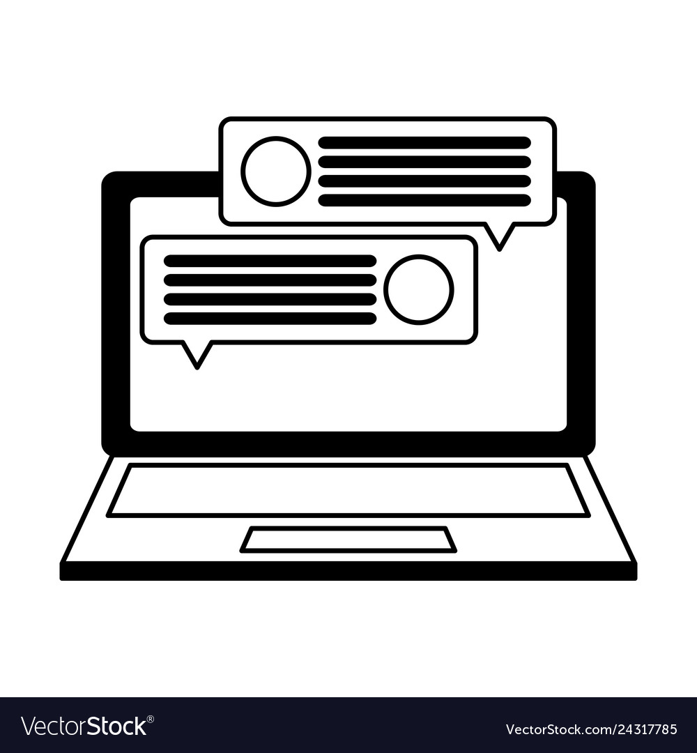 Laptop computer with speech bubbles