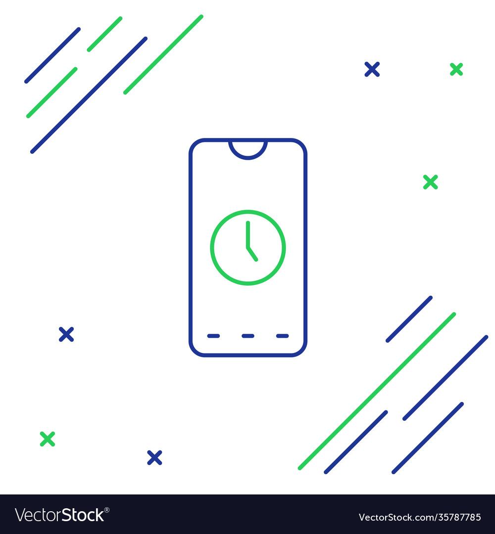 Line alarm clock app smartphone interface icon vector image Line alarm clock app smartphone interface icon