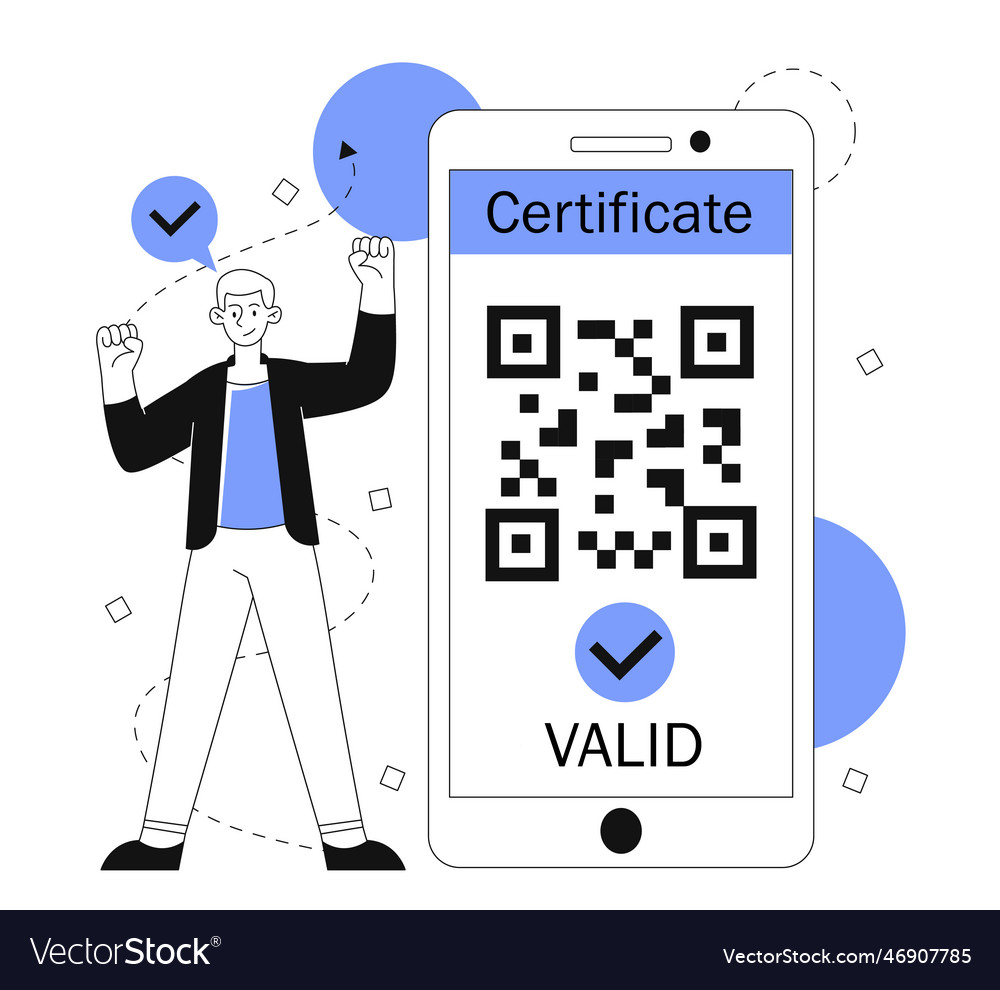 Man with qr code vector image Man with qr code