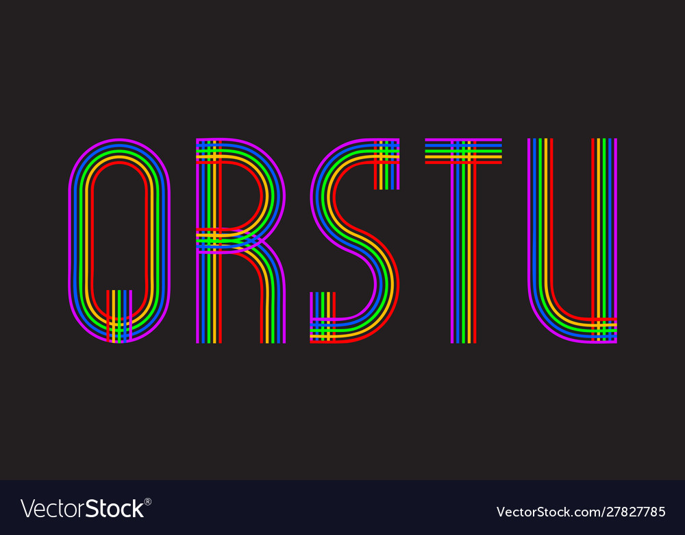 Q r s t u multicolored lines letters isolated vector image Q r s t u multicolored lines letters isolated
