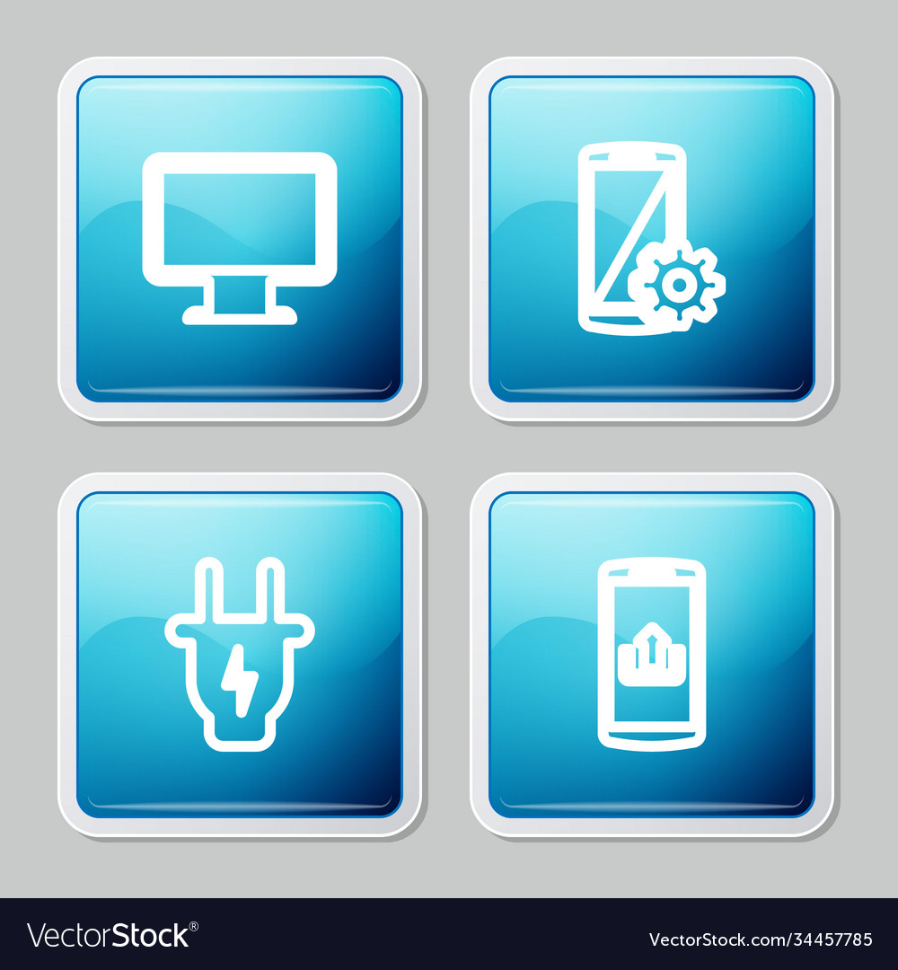 Set line computer monitor screen setting vector image Set line computer monitor screen setting