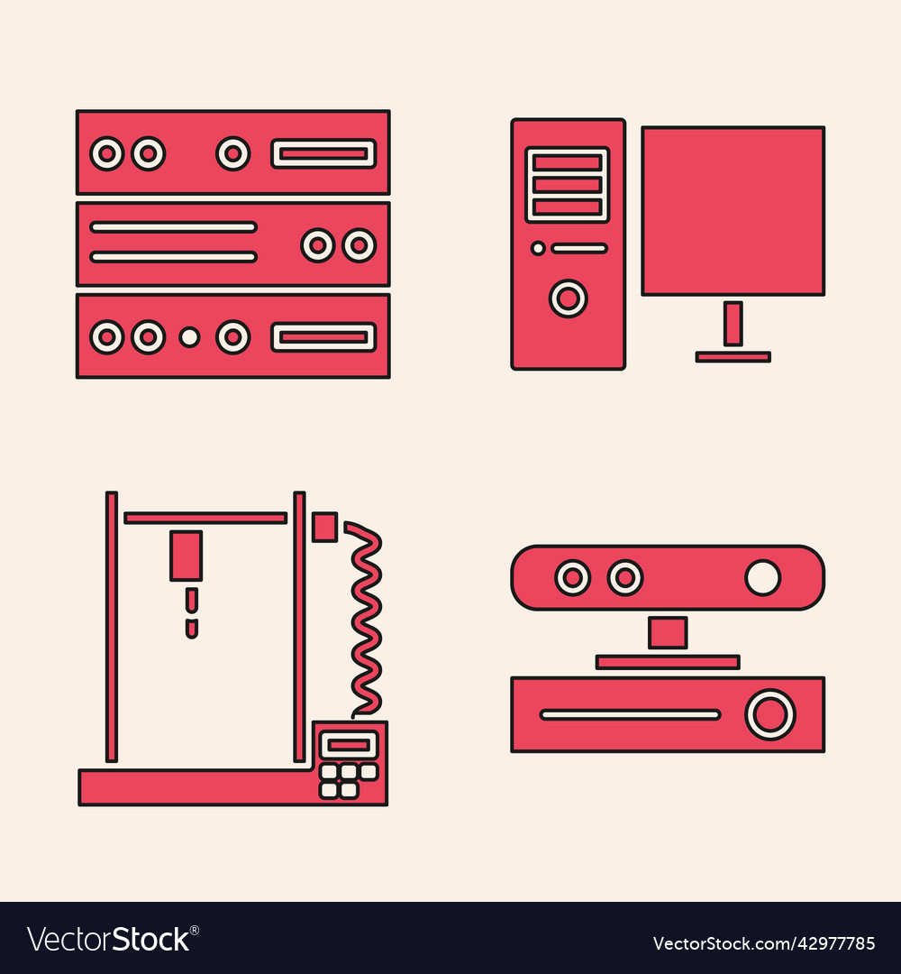 Set motion sensor server data web hosting vector image Set motion sensor server data web hosting