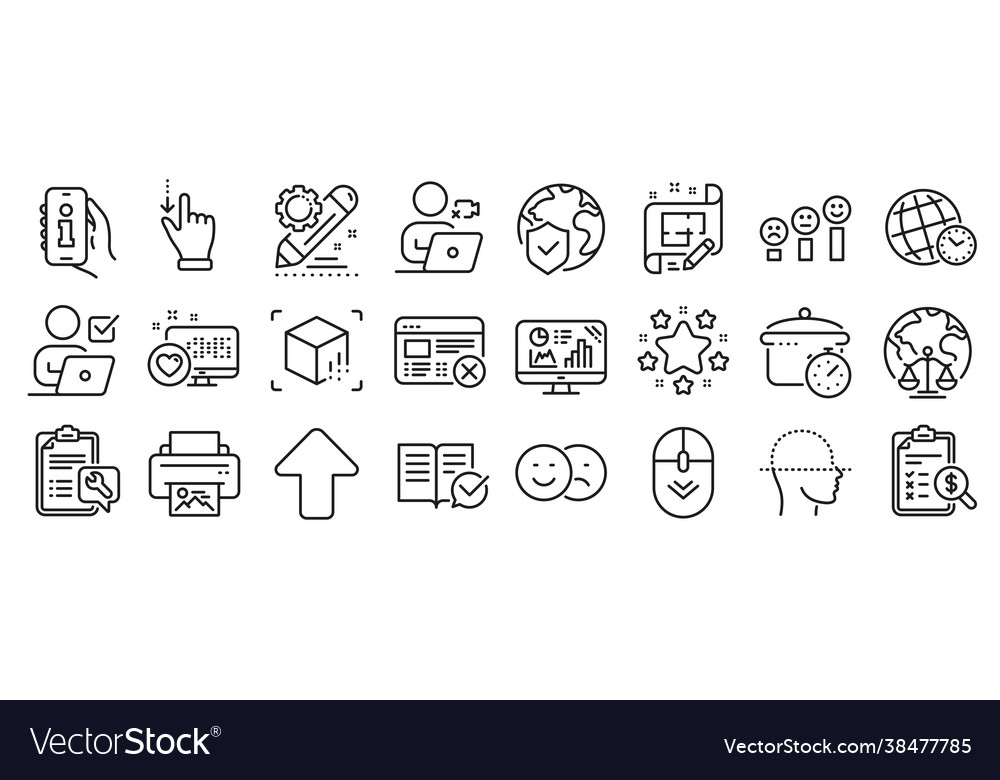 Set technology icons such as analytics graph vector image Set technology icons such as analytics graph