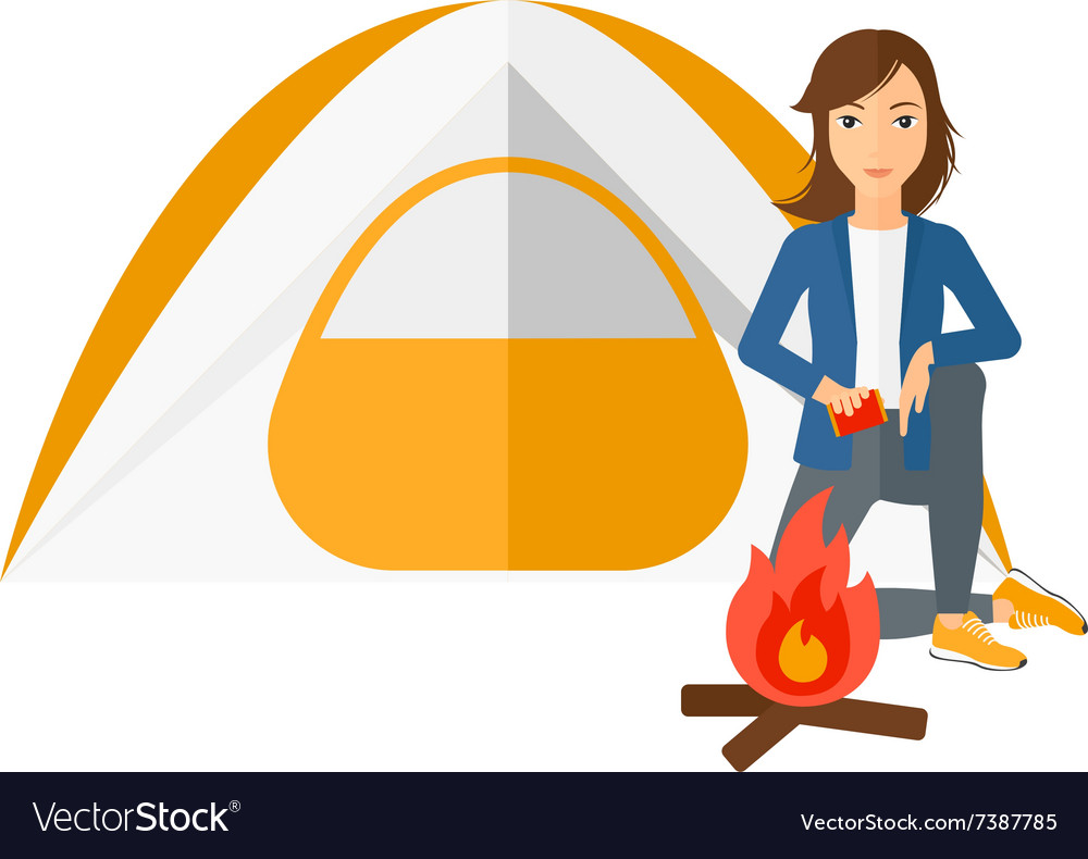 Woman kindling fire Royalty Free Vector Image - VectorStock