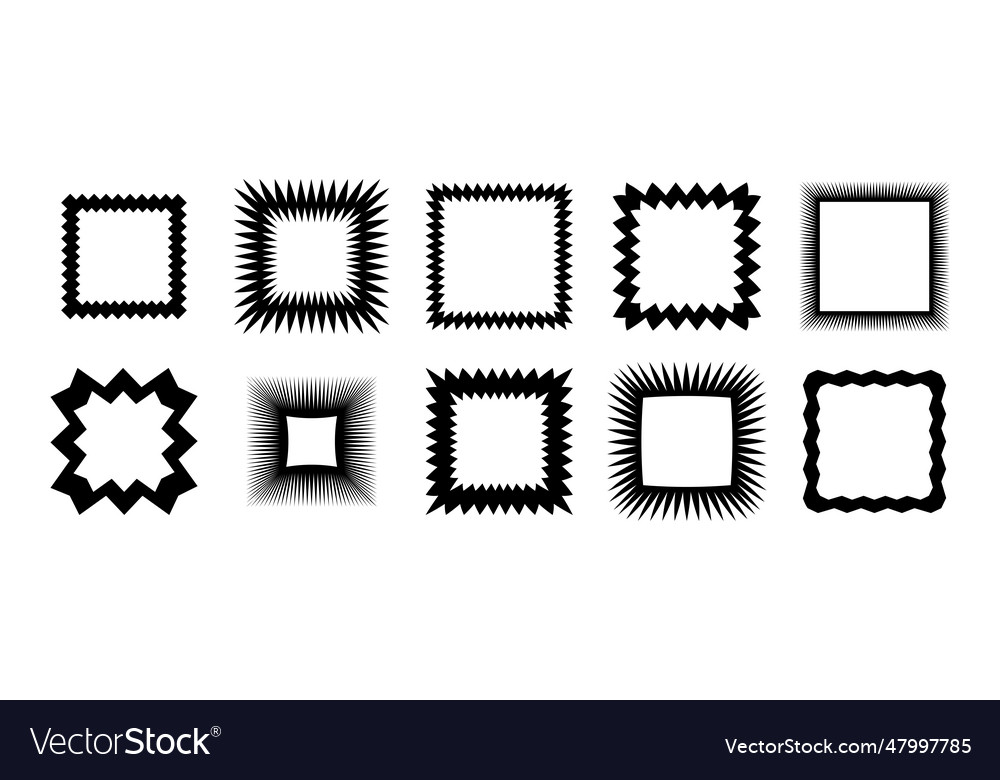 Zig zag edge square frames collection jagged vector image Zig zag edge square frames collection jagged