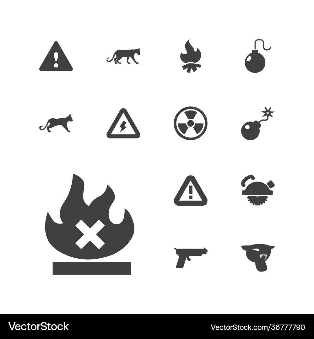 13 dangerous icons Royalty Free Vector Image - VectorStock