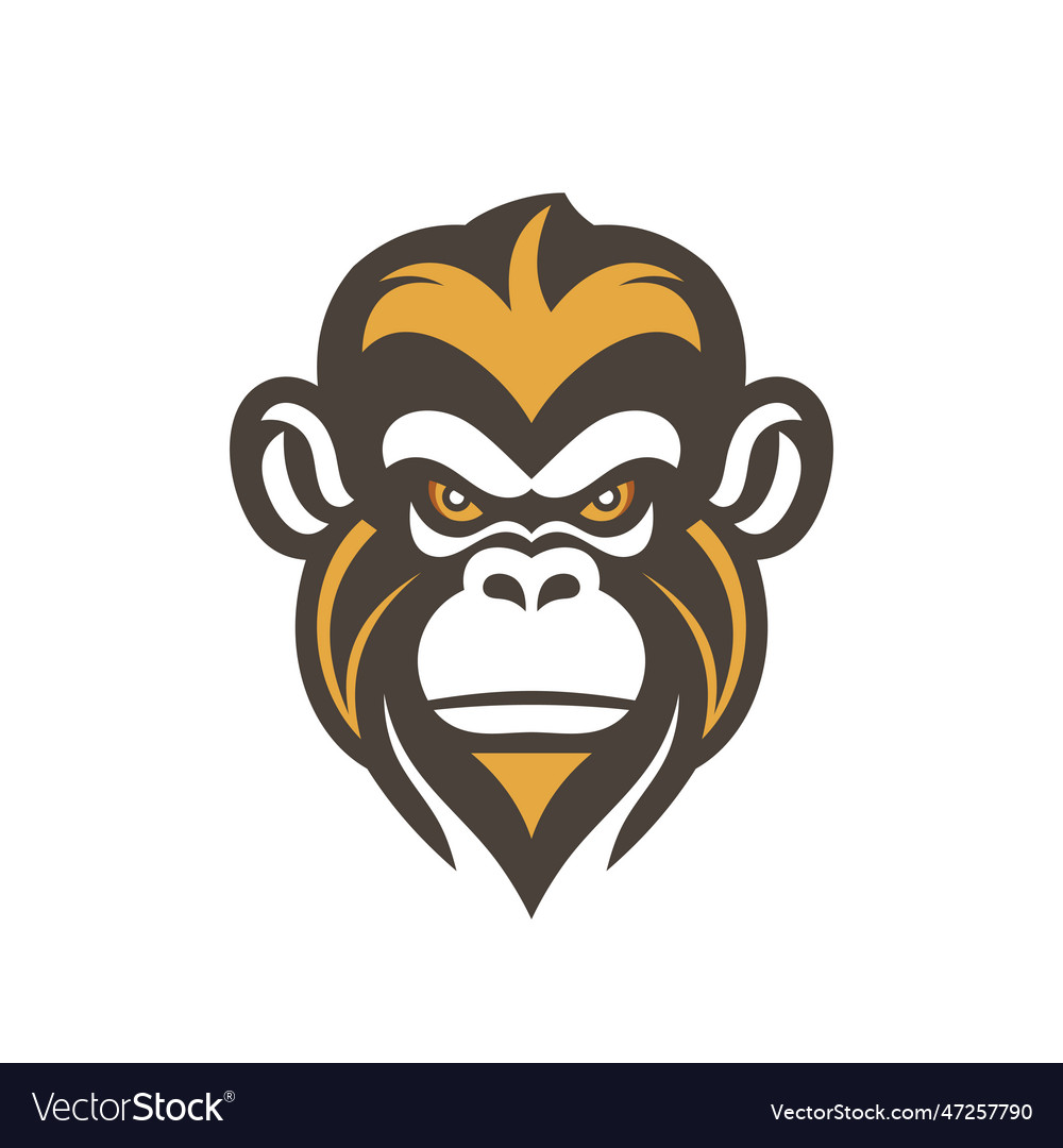 Ape head creative logo in flat graphic design vector image Ape head creative logo in flat graphic design