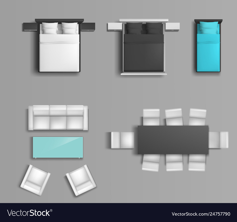 Bedroom and living room furniture set Royalty Free Vector