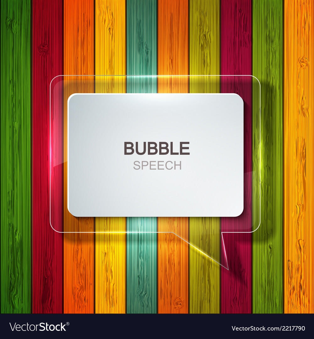 Bubble speech icon on wooden background