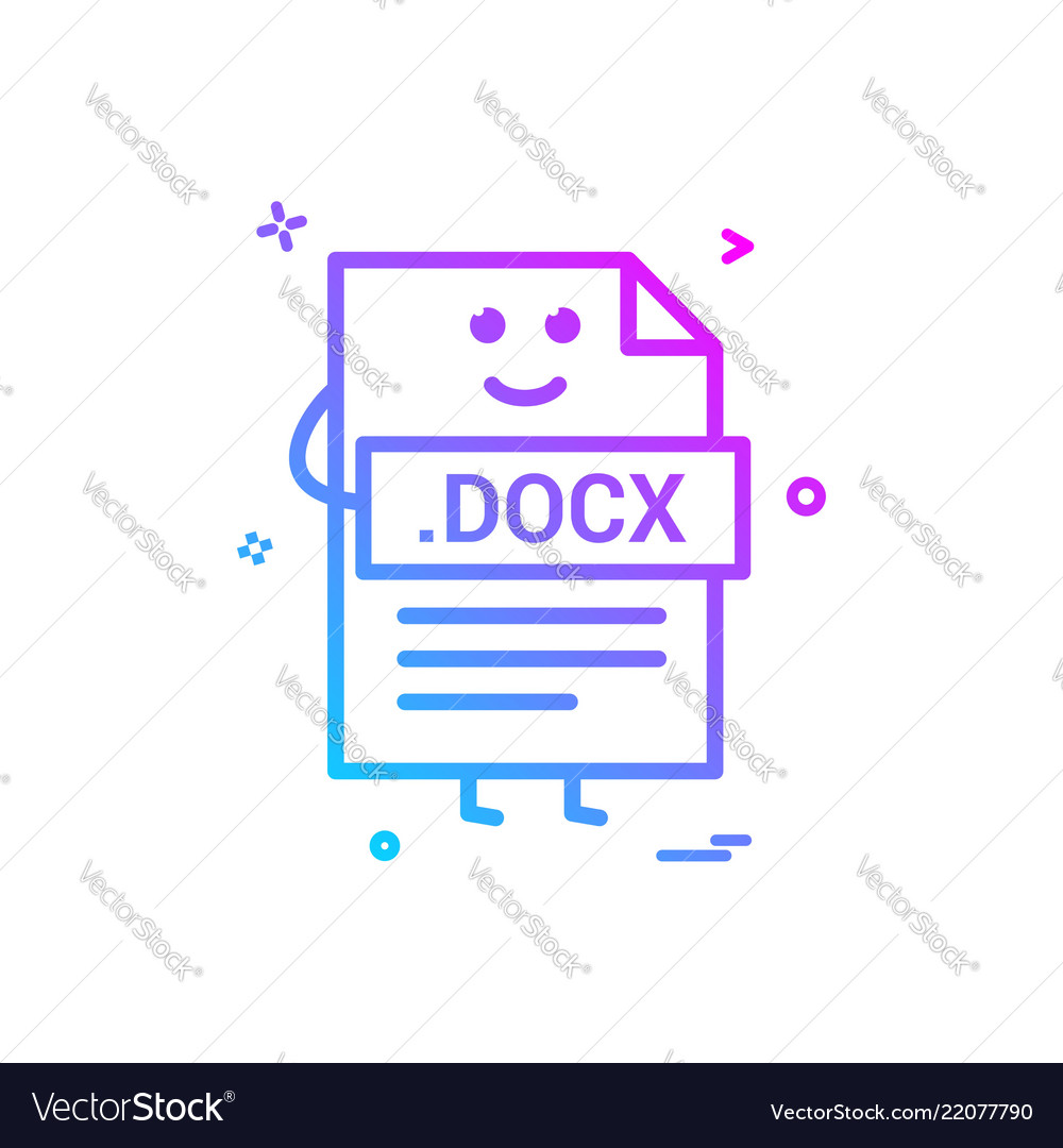 Computer docx file format type icon design vector image Computer docx file format type icon design