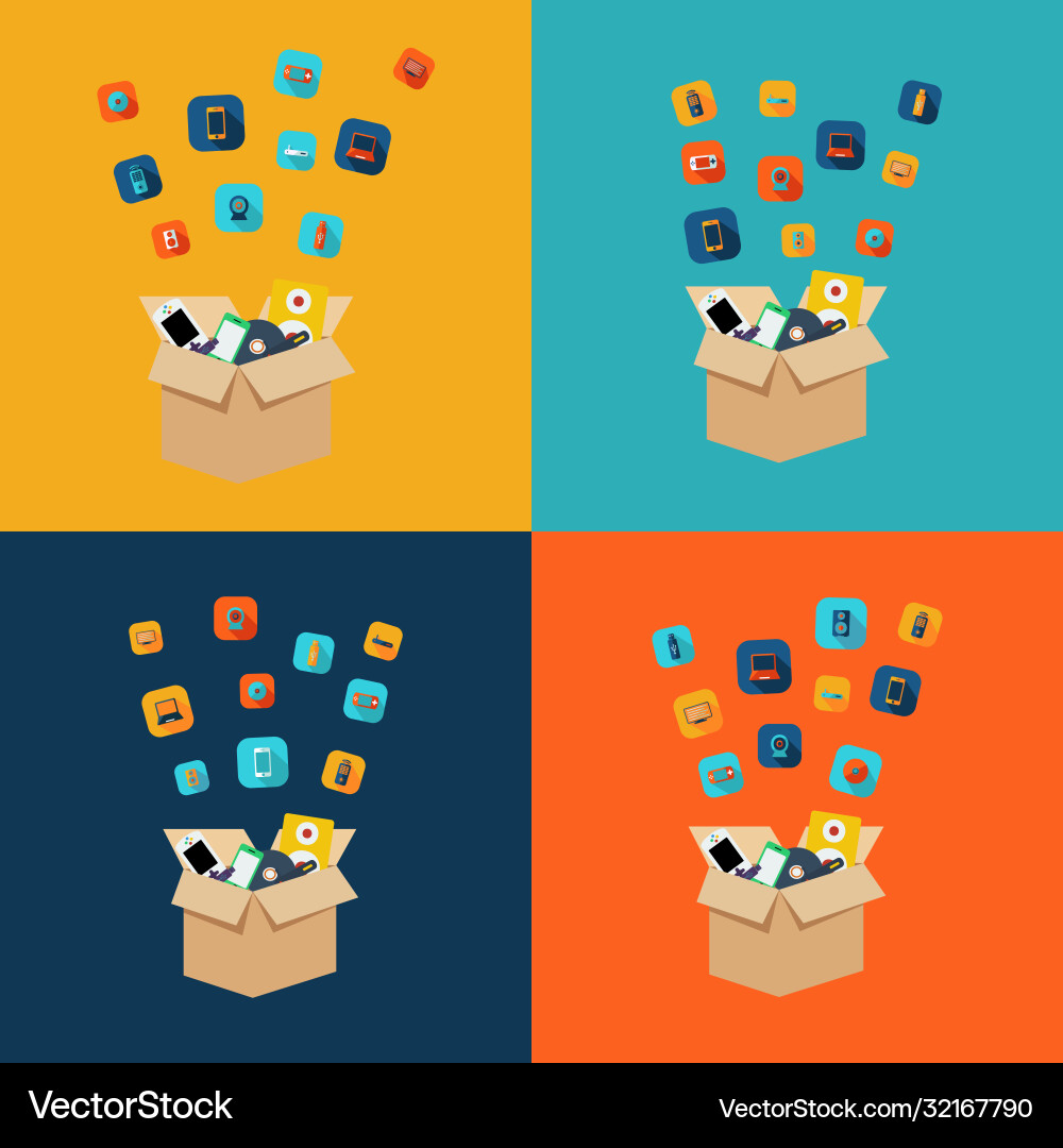 Flat concept set modern design with shadow Vector Image