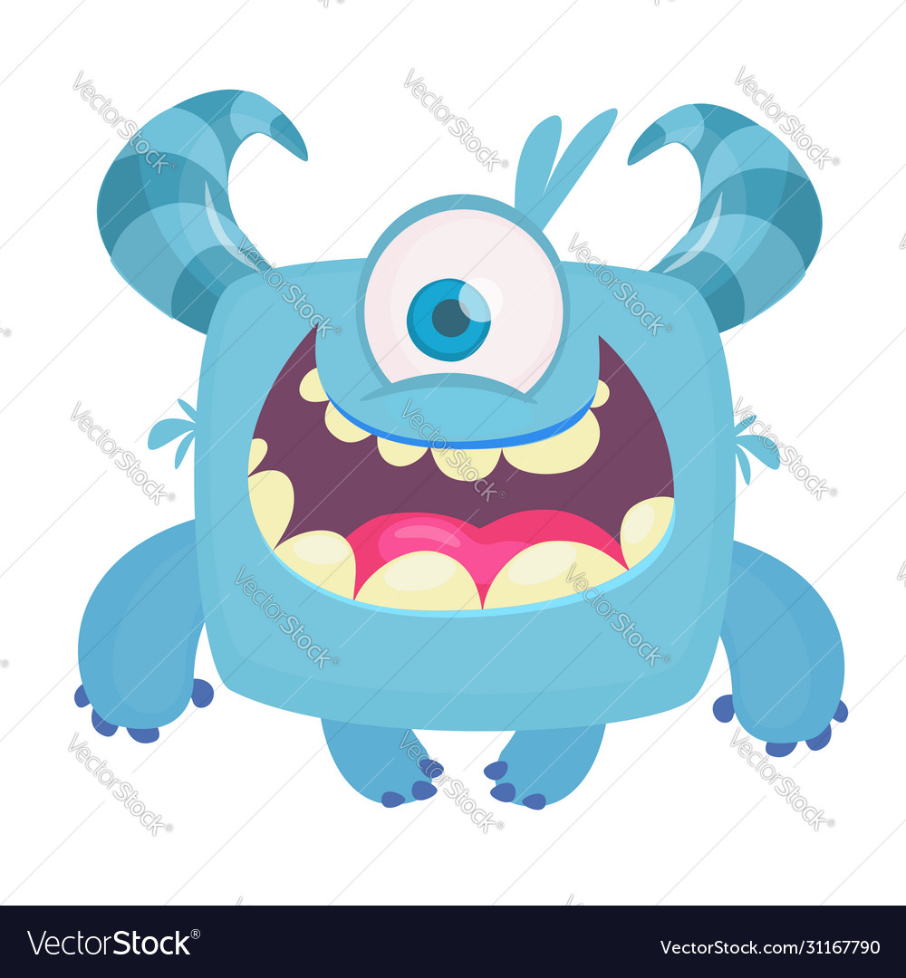 Happy cartoon monster with one eye halloween Vector Image