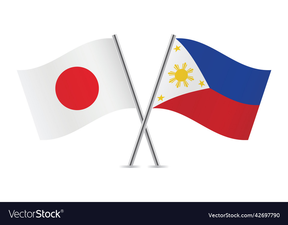 Japan and the philippines crossed flags Royalty Free Vector