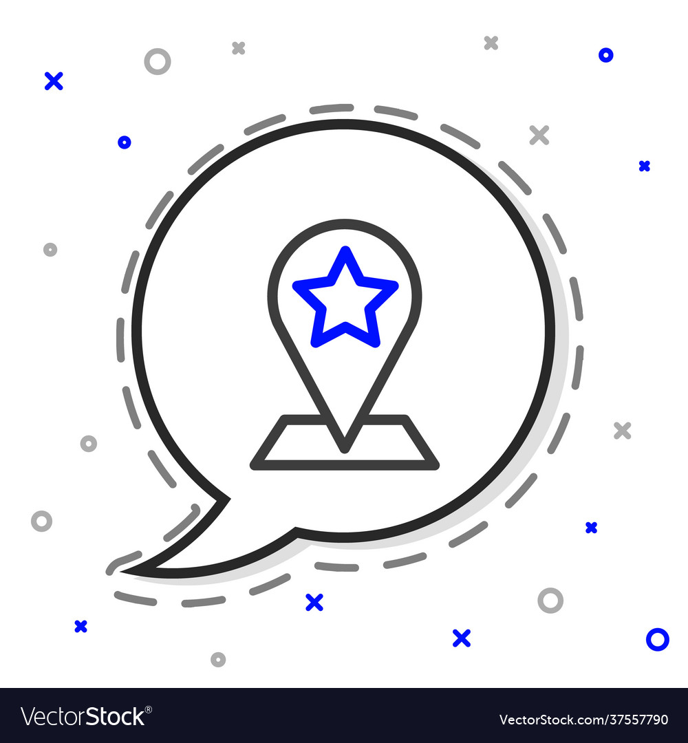 Line map pointer with star icon isolated on white vector image Line map pointer with star icon isolated on white