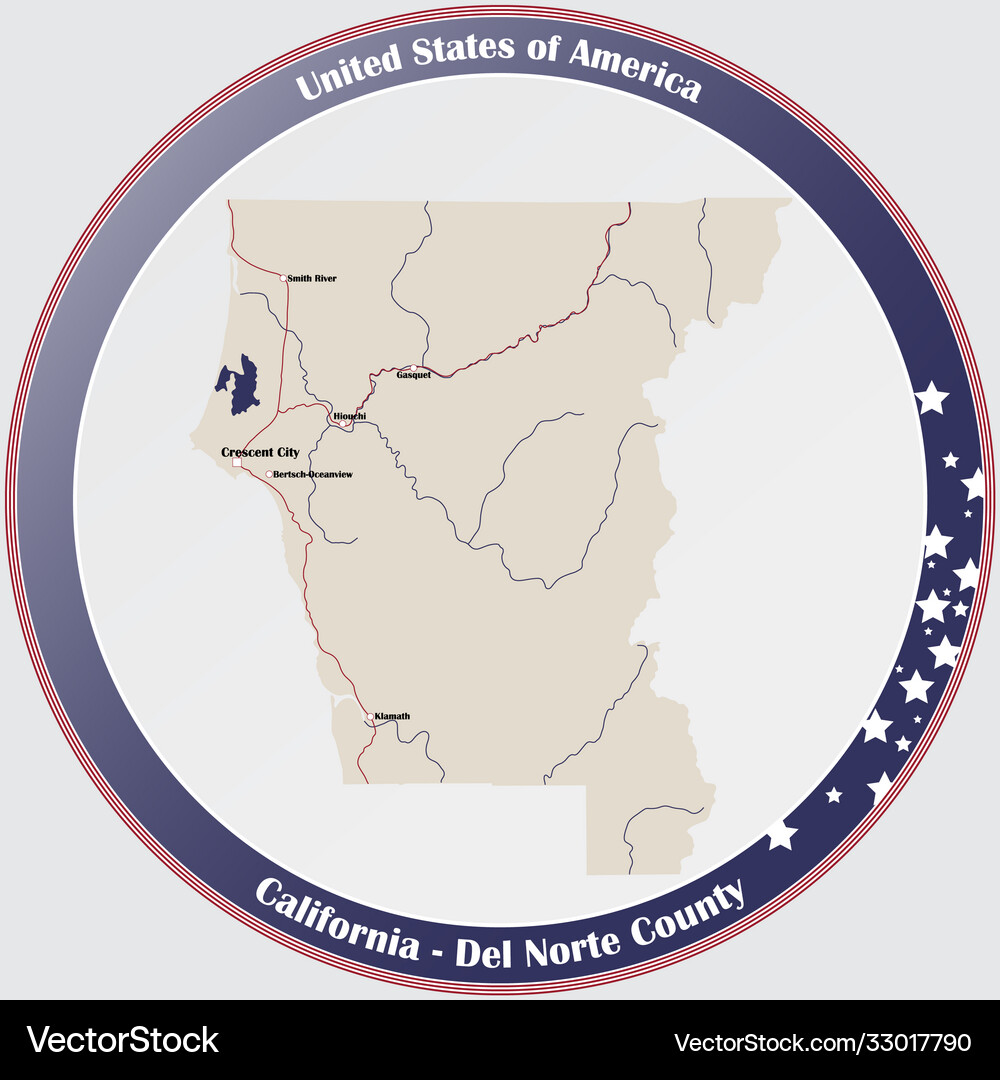 Map del norte county in california Royalty Free Vector Image