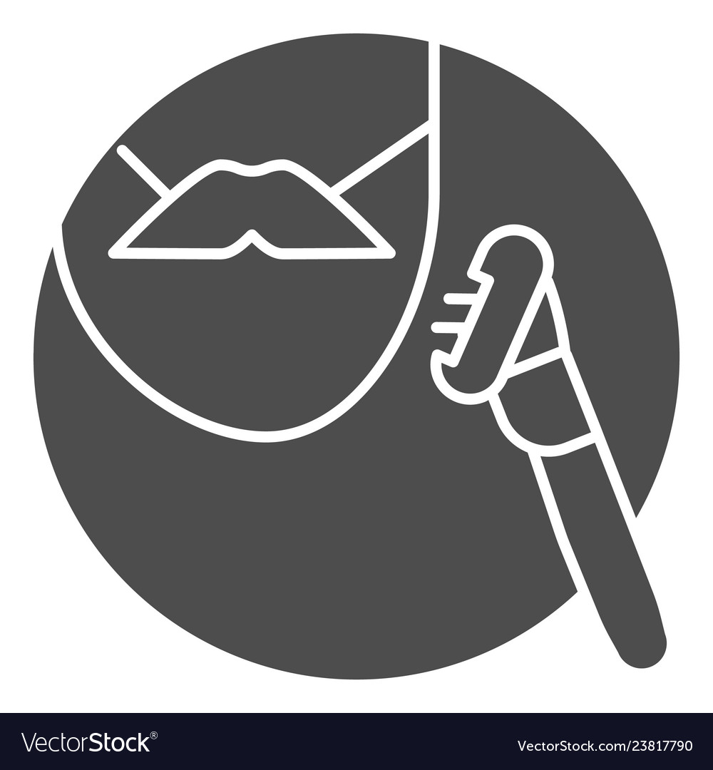 Mustache and razor solid icon shaving