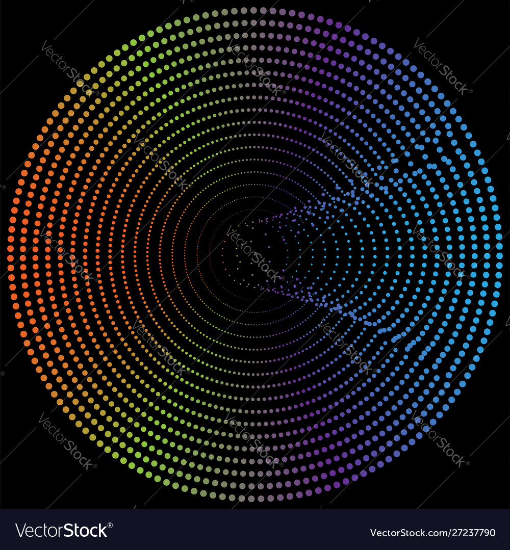 Radial element with random dots circles rings vector image Radial element with random dots circles rings