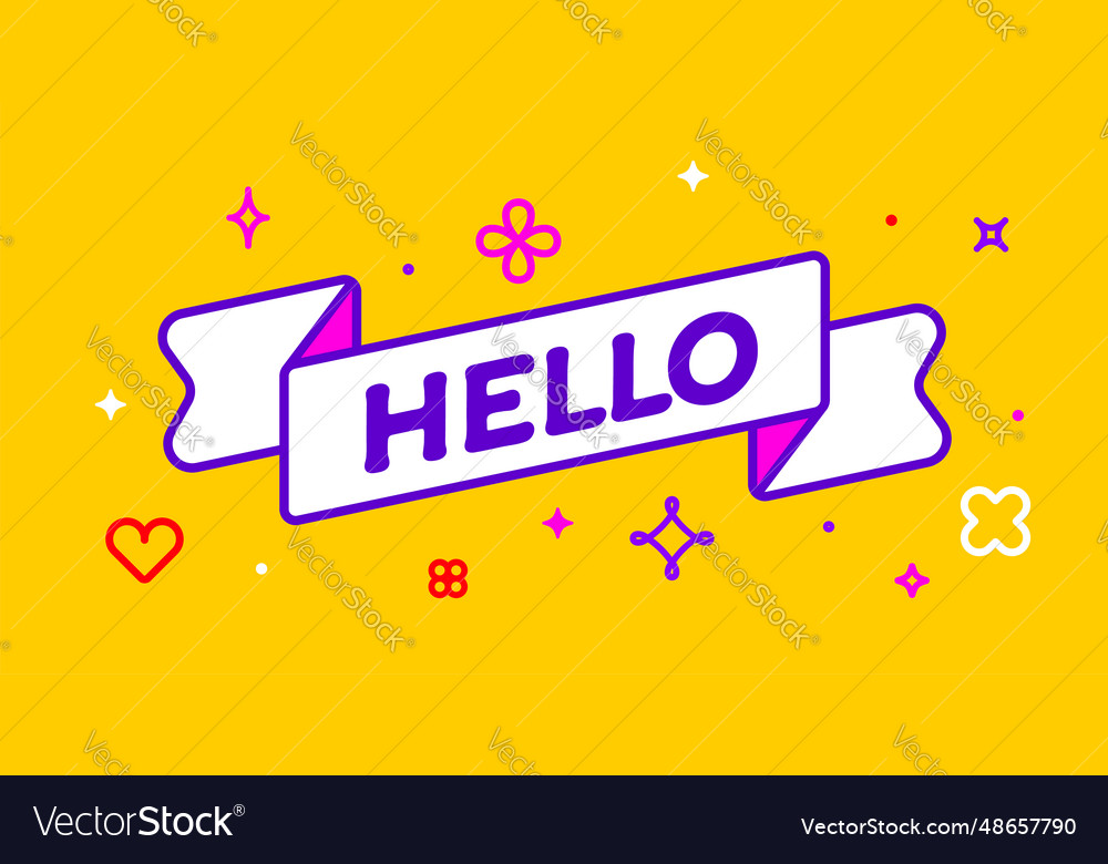 Ribbon and banner hello Royalty Free Vector Image