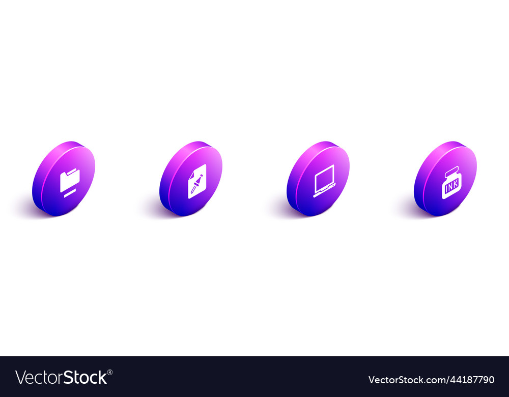 Set isometric document folder note paper vector image Set isometric document folder note paper