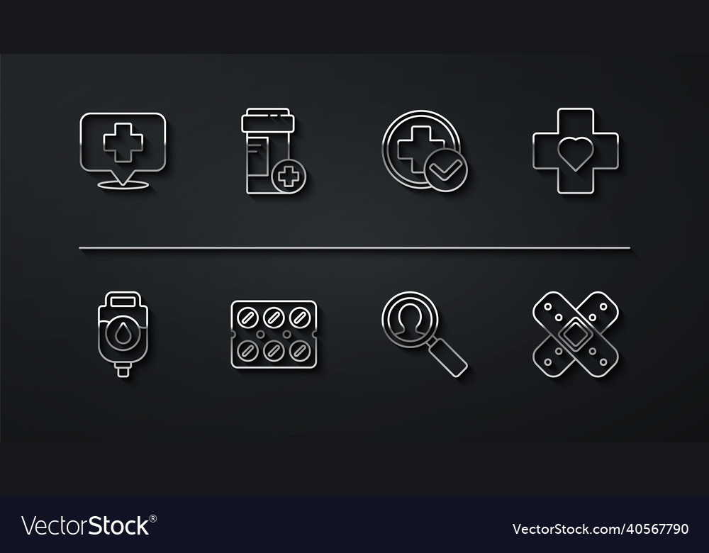 Set line map pointer with cross hospital iv bag