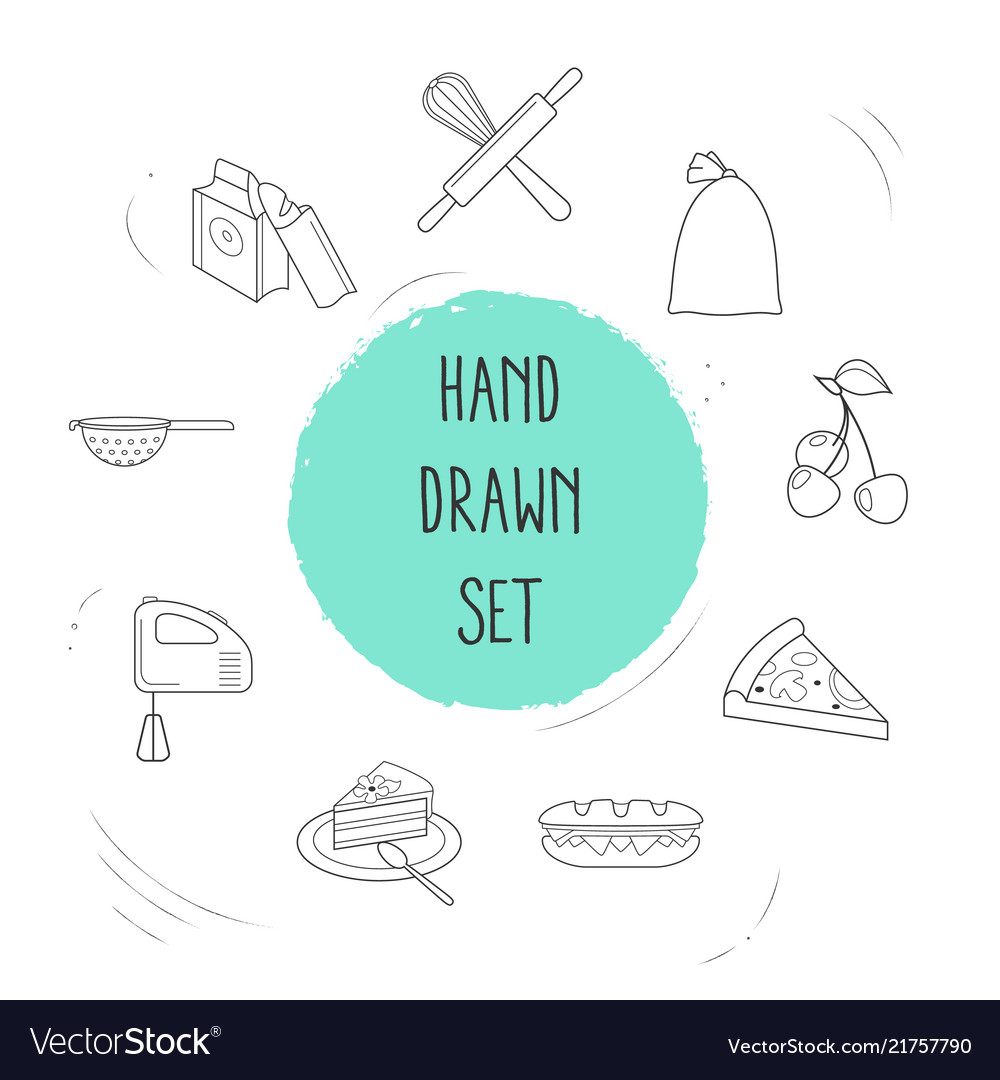 Set of bakery icons line style symbols vector image Set of bakery icons line style symbols