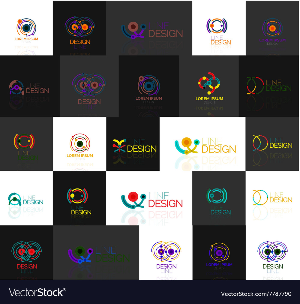 Set of linear abstract logos swirl circle