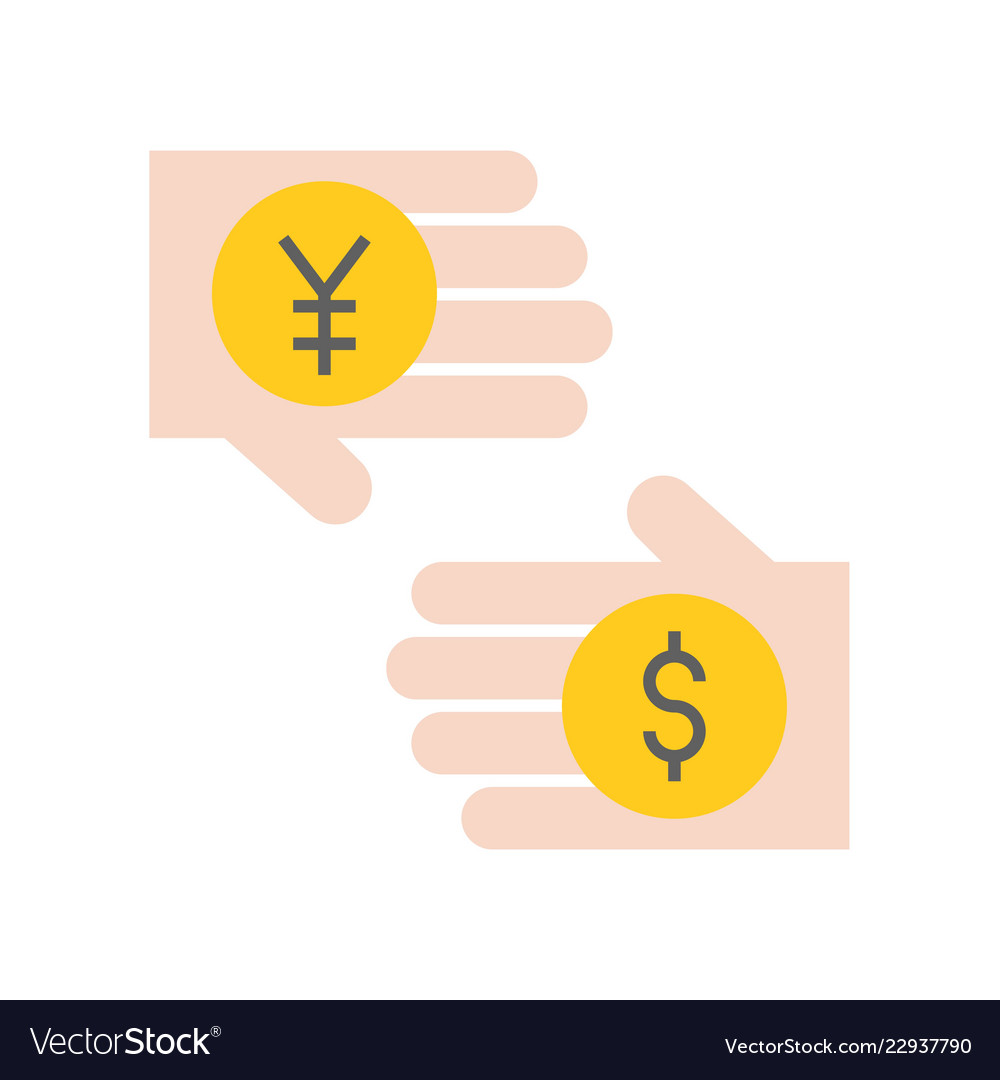 Yen And Dollar In Hand Exchange Money Currency Vector Image