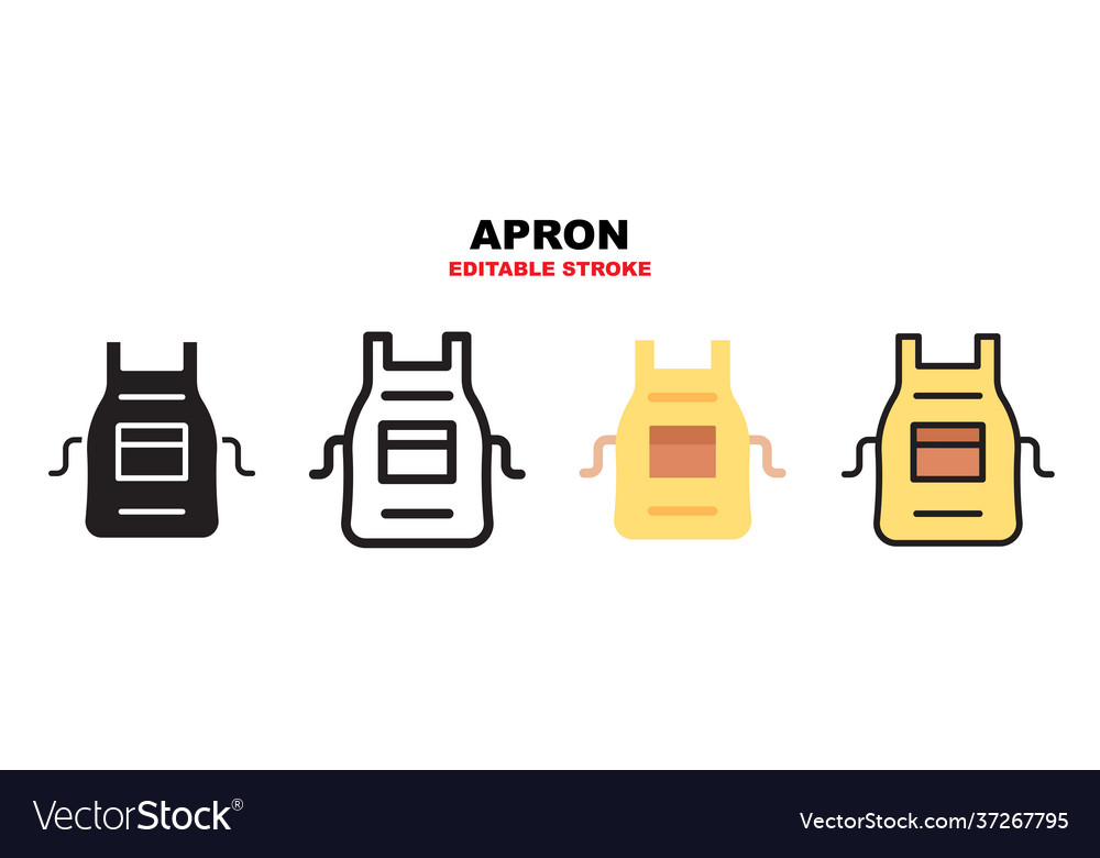 Apron icon set with different styles editable vector image Apron icon set with different styles editable