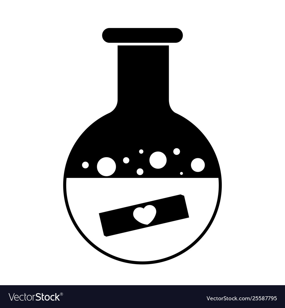 Boiling flask with heart icon on white background