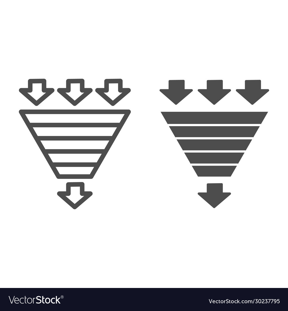 Bottleneck chart line and solid icon consumption vector image Bottleneck chart line and solid icon consumption