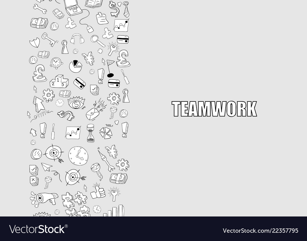 Business development doodles objects background vector image Business development doodles objects background