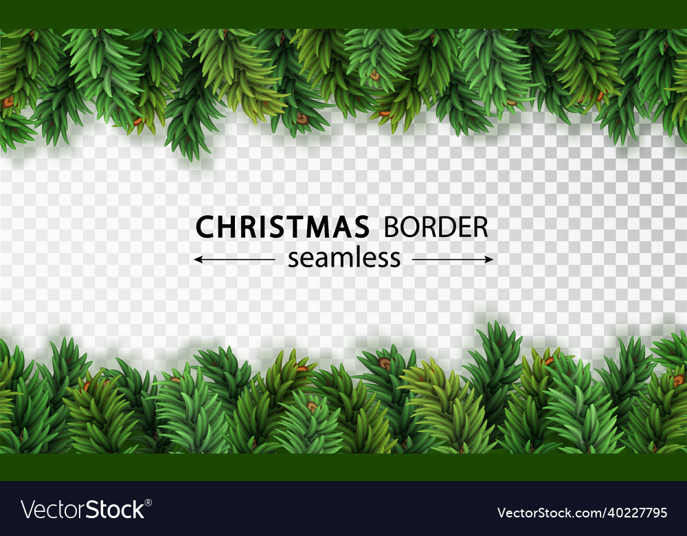 Christmas tree seamless border isolated vector image Christmas tree seamless border isolated