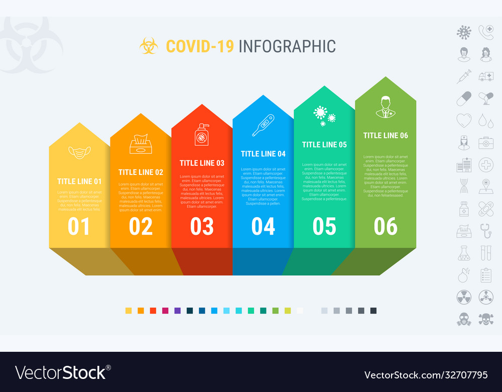 Buntes Diagramm covid-19 Infografikvorlage