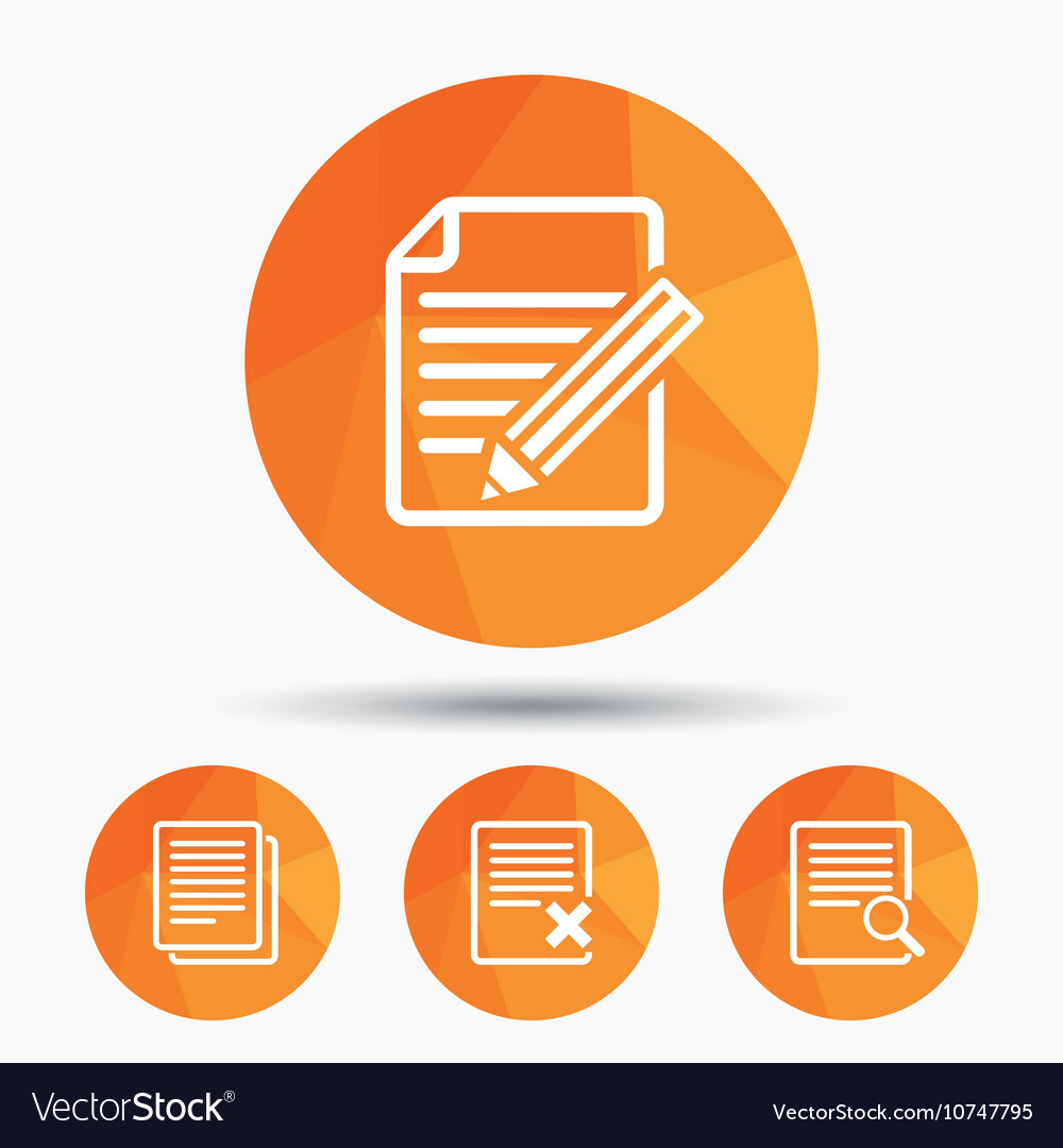 Document icons search delete and edit file