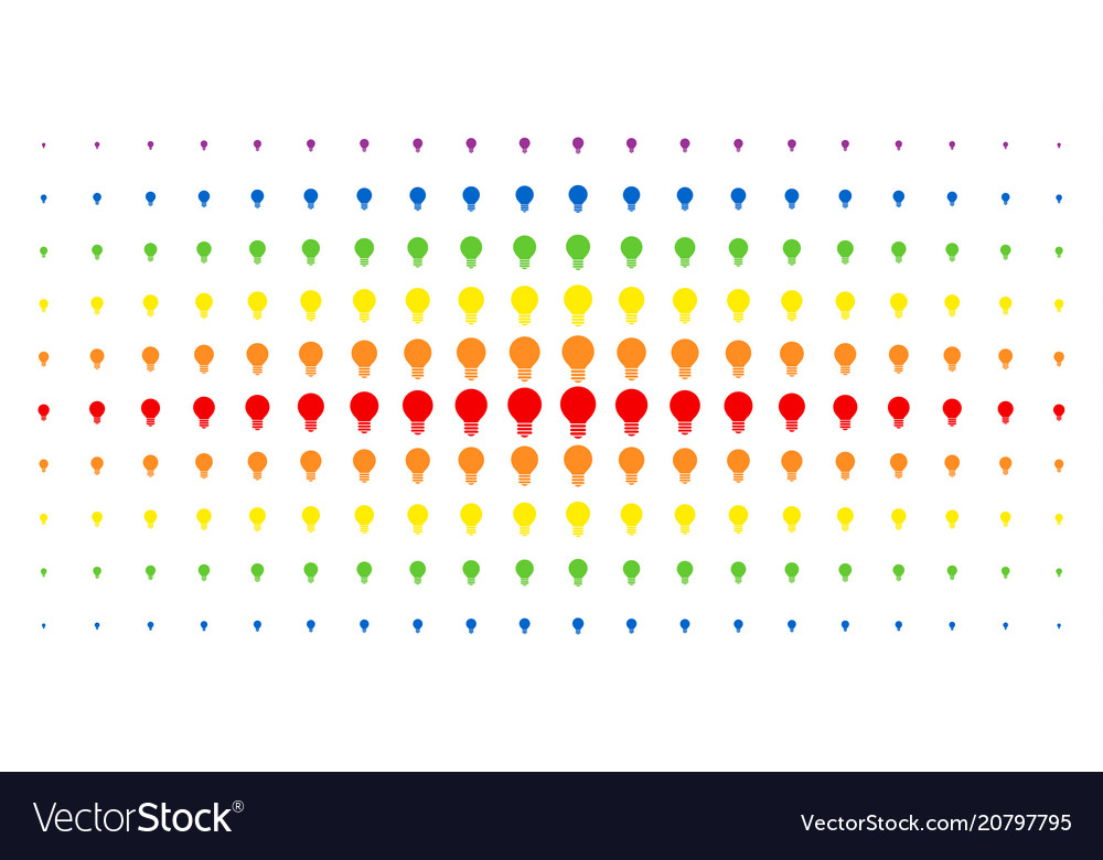 Electric bulb spectrum halftone array vector image Electric bulb spectrum halftone array