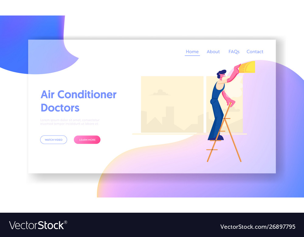 Handy man fixing broken conditioner worker set up Vector Image Handy man fixing broken conditioner worker set up