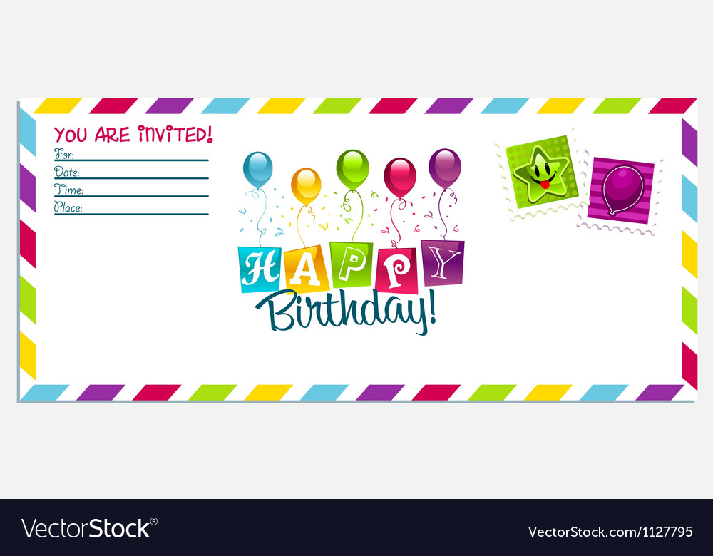 Download Happy Birthday Invitation Card Royalty Free Vector Image