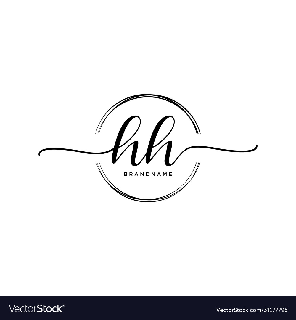 Hh initial handwriting logo with circle template