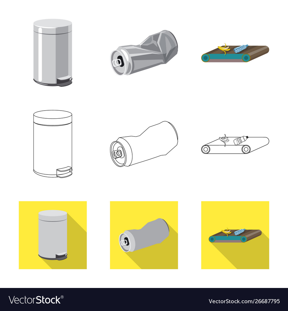 Isolated object refuse and junk symbol set vector image Isolated object refuse and junk symbol set