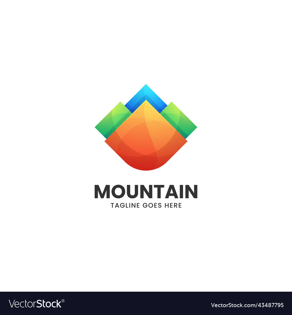 Logo mountain gradient colorful style vector image Logo mountain gradient colorful style